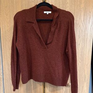 Madewell Deep Red/Orange V-Neck Sweater